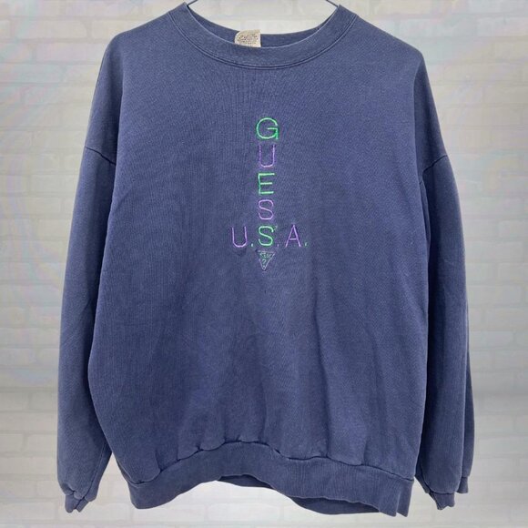 Vintage Guess USA Embroidered Sweatshirt, 90s Streetwear, Size Large - Picture 1 of 4